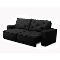 Sofá Retrátil e Reclinável 3 lugares com Molas 1,80m Ana Suede Preto Adonai Estofados - 6