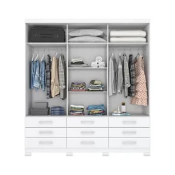 Guarda-Roupa Casal com Espelho 3 Portas de Correr e 9 Gavetas Camille Espresso Móveis - 2