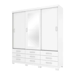 Guarda-Roupa Casal com Espelho 3 Portas de Correr e 9 Gavetas Camille Espresso Móveis - 3