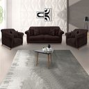 Ver imagem 2 de Kit Poltrona e Sofá Living 2 Lugares 1,60m Vênus Suede Marrom Café Pés Castanho - Pallazio