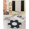 Kit Decoração Bola Futebol para Quarto Infantil com Cortina 2 Metros e Tapete Pelúcia - Preto - 1