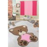 Kit Decoração Bebê Urso para Quarto Infantil = Cortina 2 Metros + Tapete Pelúcia - Rosa - 1