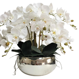 Arranjo Artificial 10 Hastes Orquídeas Silicone e Vaso - 2