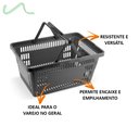 Ver imagem 2 de 20 Cestas Cestinha Plastica Preta Reforçada Supermercado Mercado 16 Litros