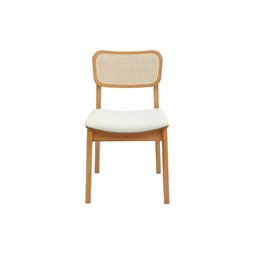Cadeira de Jantar Livia Madeira Amêndoa com Encosto Ergonomico em Palhinha:linho Off White - 6