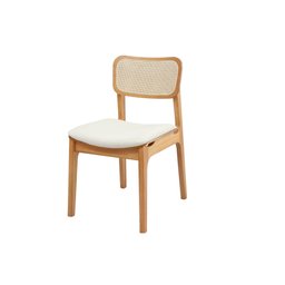 Cadeira de Jantar Livia Madeira Amêndoa com Encosto Ergonomico em Palhinha:linho Off White - 1