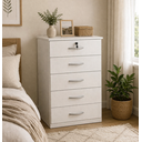 Ver imagem 2 de Cômoda Vane 013 5 Gavetas com Chave Organizador Quarto :Branca
