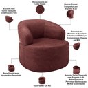 Ver imagem 3 de Kit 02 Poltronas Giratória Orgânica para Sala de Estar Living Helena L02 Linho Bordô - Lyam Deco