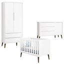 Ver imagem 1 de Quarto de Bebê Theo 2 Portas com Cômoda com Porta Branco Acetinado com Pés Amadeirado - Reller