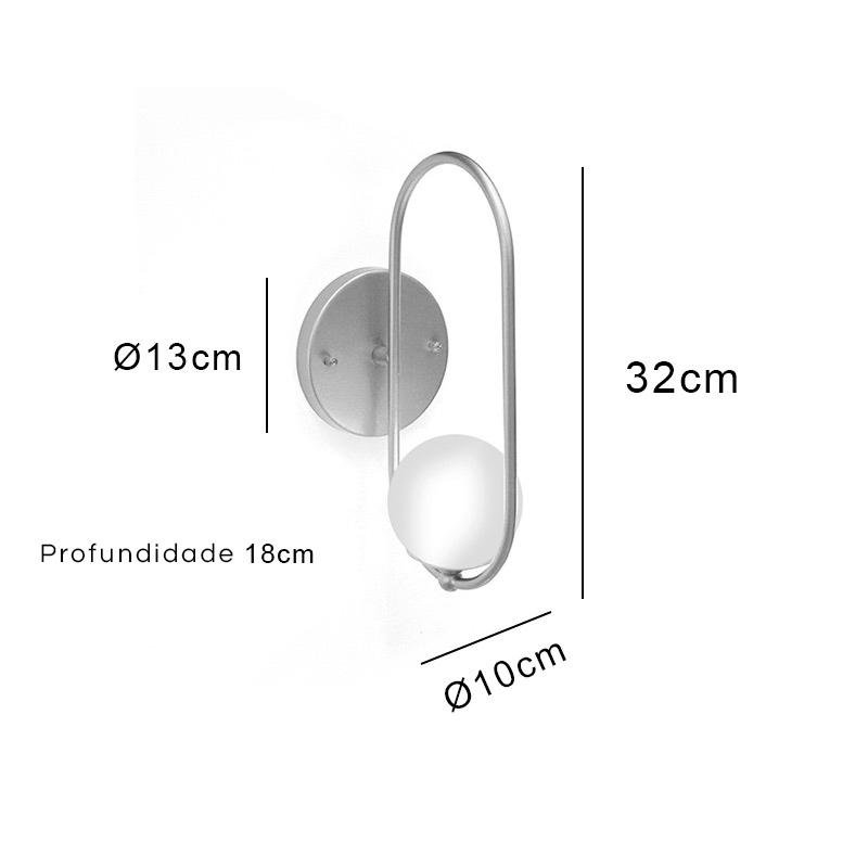 Arandela para Salas e Quartos Elipse Dourada Semi Brilho com Globo Branco Fosco para 1 Lâmpada G9 - 6