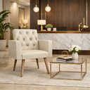 Ver imagem 2 de Poltrona Capitonê Reforçada para Sala Toque de Luxo Corino Bege
