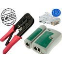 Ver imagem 1 de  Kit Alicate De Crimpar/testador Cabo Rede/100 Conector Rj45