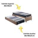 Ver mais imagens de Bicama Box Solteiro Linho Marrom 88x188 com Dois Colchões Gransleep Verticoil Ecoflex