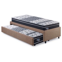 Bicama Box Solteiro Linho Marrom 88x188 com Dois Colchões Gransleep Verticoil Ecoflex - 10