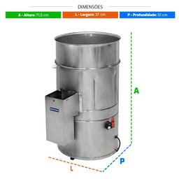 Descascador de Batatas Industrial 6kg Elétrico 67kg/h 1/4 Cv Db.6 220v - Metvisa - 2