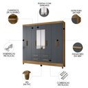Ver imagem 3 de Guarda Roupa Casal 204cm com Espelho Vitta Freijó/cinza Z17 - Mpozenato