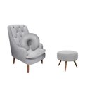 Ver imagem 1 de Kit Amamentação Poltrona, Puff e Almofada Suede Cinza Dominic Decor Lille
