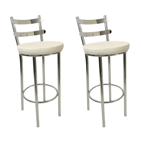 Kit 2 Banquetas Rafaela - Redonda Altura 65cm para Bar e Cozinha Cromada com Assento Confortável Cor
