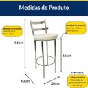 Ver imagem 5 de Kit 2 Banquetas Rafaela - Redonda Altura 65cm para Bar e Cozinha Cromada com Assento Confortável Cor