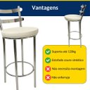 Ver imagem 6 de Kit 2 Banquetas Rafaela - Redonda Altura 65cm para Bar e Cozinha Cromada com Assento Confortável Cor
