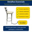 Ver imagem 2 de Kit 2 Banquetas Rafaela - Redonda Altura 65cm para Bar e Cozinha Cromada com Assento Confortável Cor