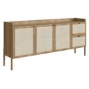 Ver imagem 2 de Balcão Buffet 3 Portas 2 Gavetas Palhinha Pé Madeira Oslo Artesano Hanover