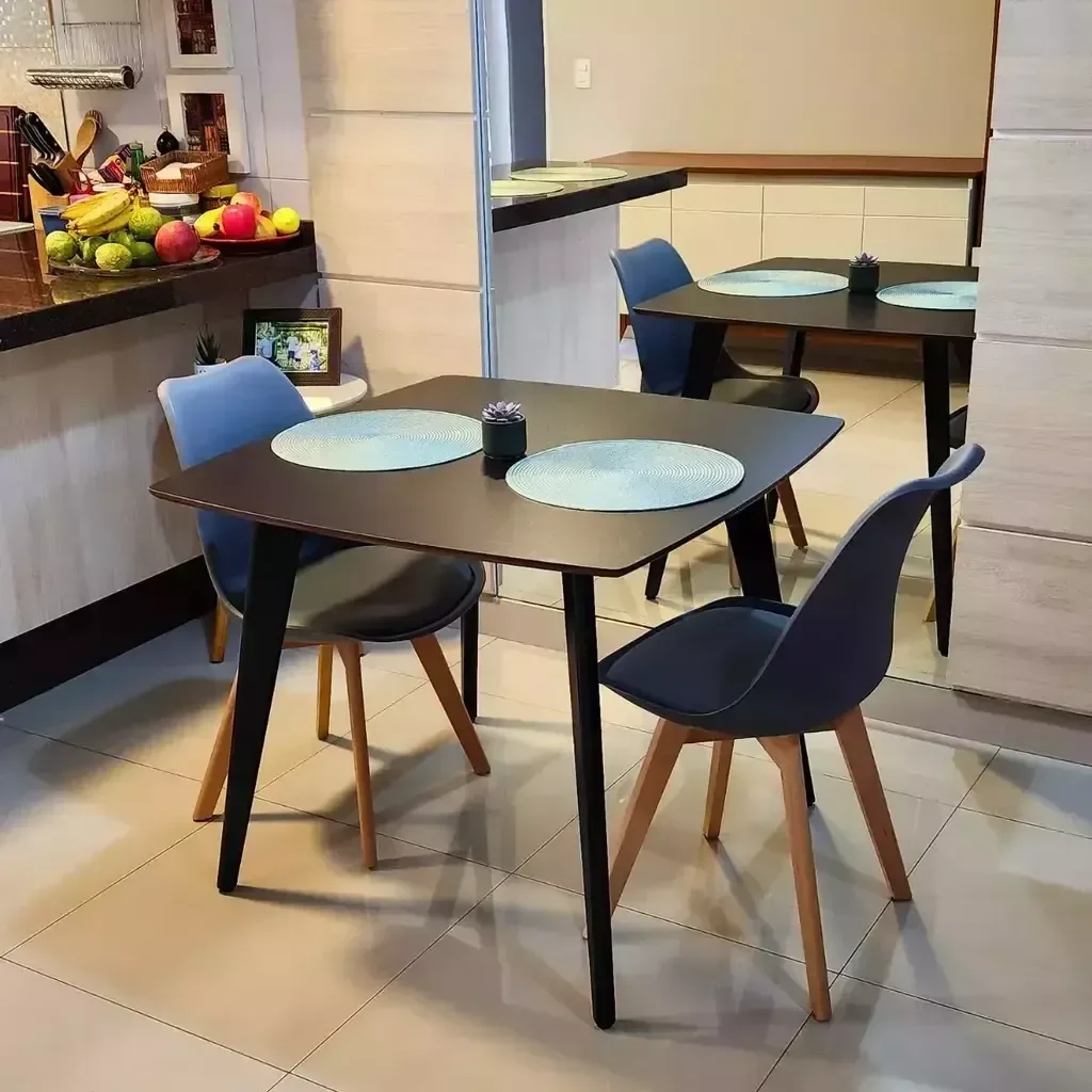 Ver imagem 7 de Mesa de Madeira Quadrada Especial 90cm Preto Pés Pretos - Dina