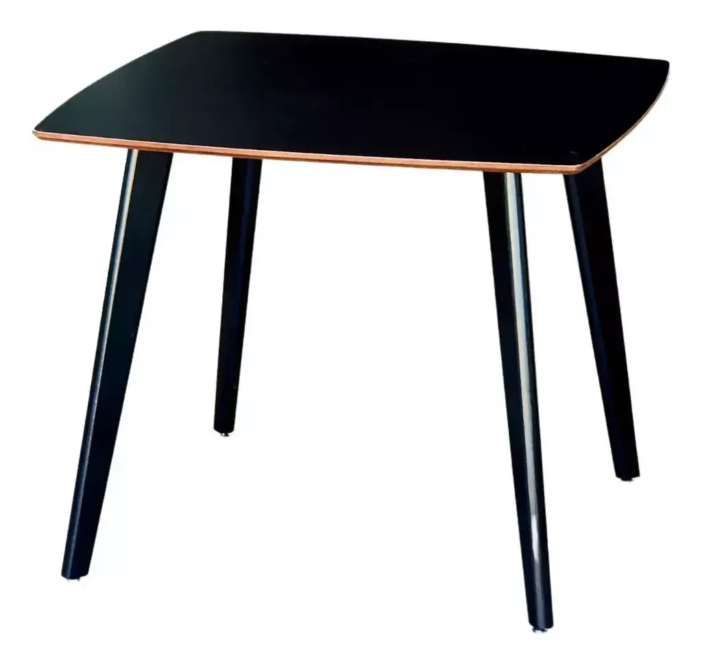 Mesa de Madeira Quadrada Especial 90cm Preto Pés Pretos - Dina