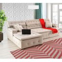 Ver imagem 1 de Sofá Orlando 2.40x2.10m com Chaise, Retrátil e Reclinável - Bege