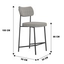 Ver imagem 4 de Kit 04 Banquetas Médias para Cozinha Lila Estofada com Encosto Linho Cinza - Desk Design