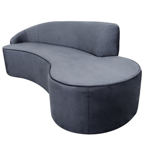 Sofá 3 Lugares Eros D07 Curvo 210cm Braço Esquerdo Veludo Cinza - D’Rossi