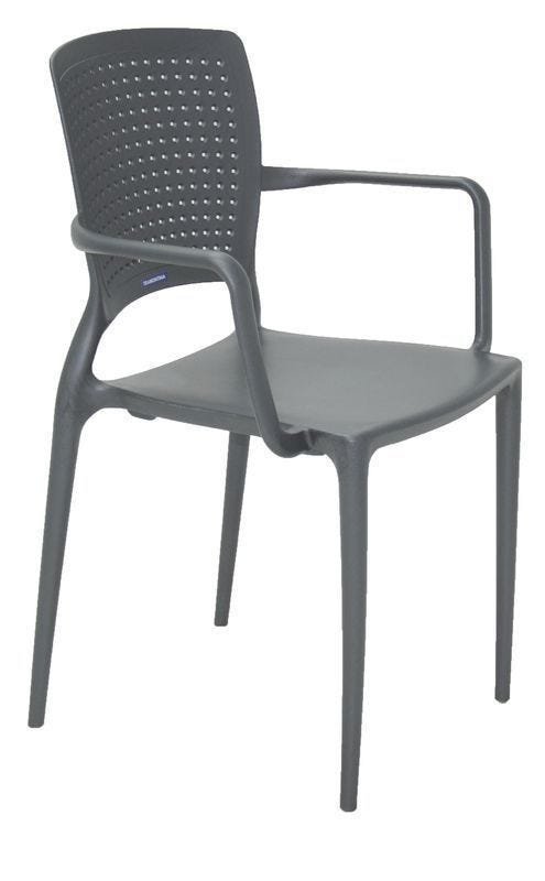 Cadeira Safira com Braços Encosto Fechado Grafite 92049/007 Tramontina