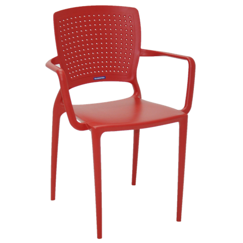 Cadeira Safira com Braços Encosto Fechado Vermelha 92049/040 Tramontina