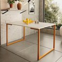 Ver imagem 1 de Mesa De Jantar Estilo Industrial 120X80Cm Cobre/Off White