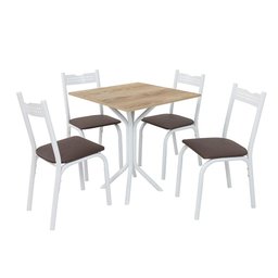Mesa de Jantar Pequena com 4 Cadeiras Branco Carvalho Adel Slim Shop Jm - 2
