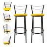 Kit 2 Banqueta Alta Preta Cozinha Gourmet Americana Balcão:amarelo - 1