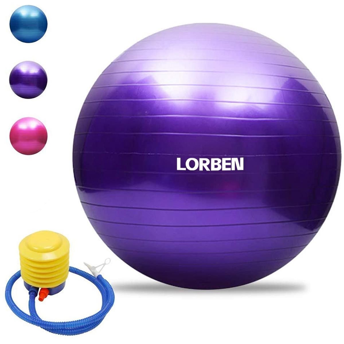 Bola de Pilates Yoga Funcional Lorben com Bomba Suporta até 150 Kg Roxo