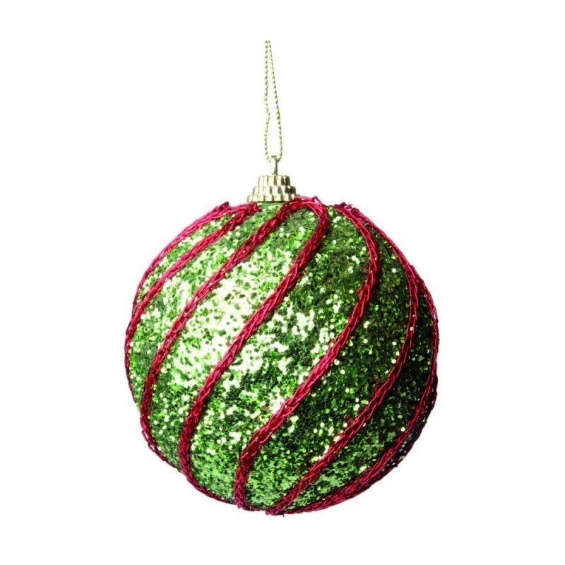 Bolas Arvore de Natal Verde Vermelho - 6 Unidades 10 Cm | MadeiraMadeira