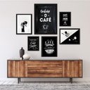 Ver imagem 1 de Kit Composição 6 Quadros Cantinho do Café Preto e Branco:madeira Branca
