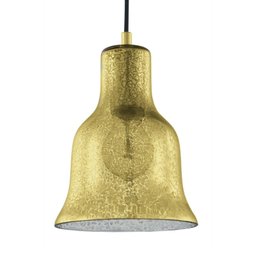 Luminária Lustre Pendente Antigo 16X23X16Cm Vidro Dourado - 1