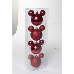 Bola Árvore Natal Disney 8cm com 4 Pçs Vermelha - 1