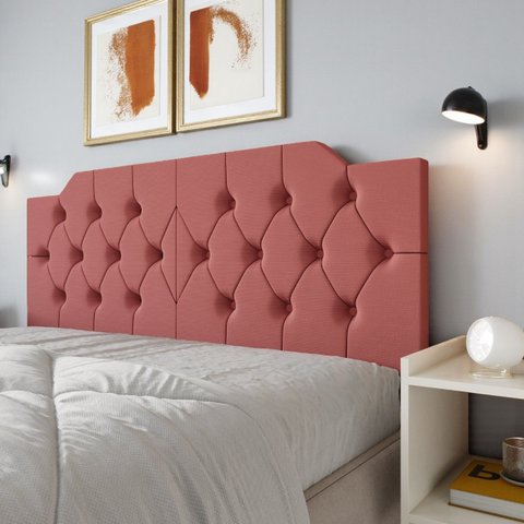 Cabeceira Painel Solteiro Estofada Capitonê 90cm Cama Box Fixação na Parede Capela:rosa