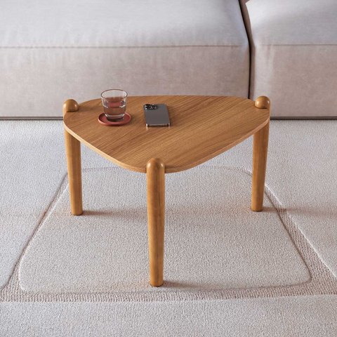 Mesa de Centro Orgânica Artesano 60 Cm (largura) em Mdp Hanover (mel) e Pés em Madeira Maciça
