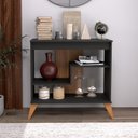 Ver imagem 1 de Aparador Multiuso 72cm com 2 Prateleiras com Pés de Madeira 6209 Cinza - Rede Móveis