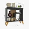 Aparador Multiuso 72cm com 2 Prateleiras com Pés de Madeira 6209 Cinza - Rede Móveis - 4
