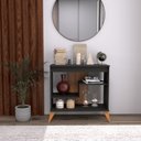 Ver imagem 3 de Aparador Multiuso 72cm com 2 Prateleiras com Pés de Madeira 6209 Cinza - Rede Móveis