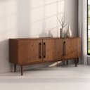 Ver imagem 3 de Aparador de Sala Minimalista Buffet 4 Prateleiras Madeira Castanho Tecca Idimex