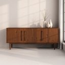 Ver imagem 1 de Aparador de Sala Minimalista Buffet 4 Prateleiras Madeira Castanho Tecca Idimex