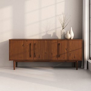 Aparador de Sala Minimalista Buffet 4 Prateleiras Madeira Castanho Tecca Idimex