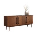 Ver mais imagens de Aparador de Sala Minimalista Buffet 4 Prateleiras Madeira Castanho Tecca Idimex
